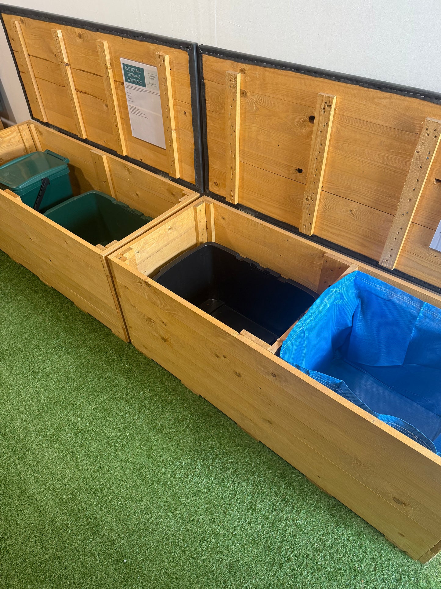 Bristol Outside Recycling Storage, Pair of Benches with EPDM lids