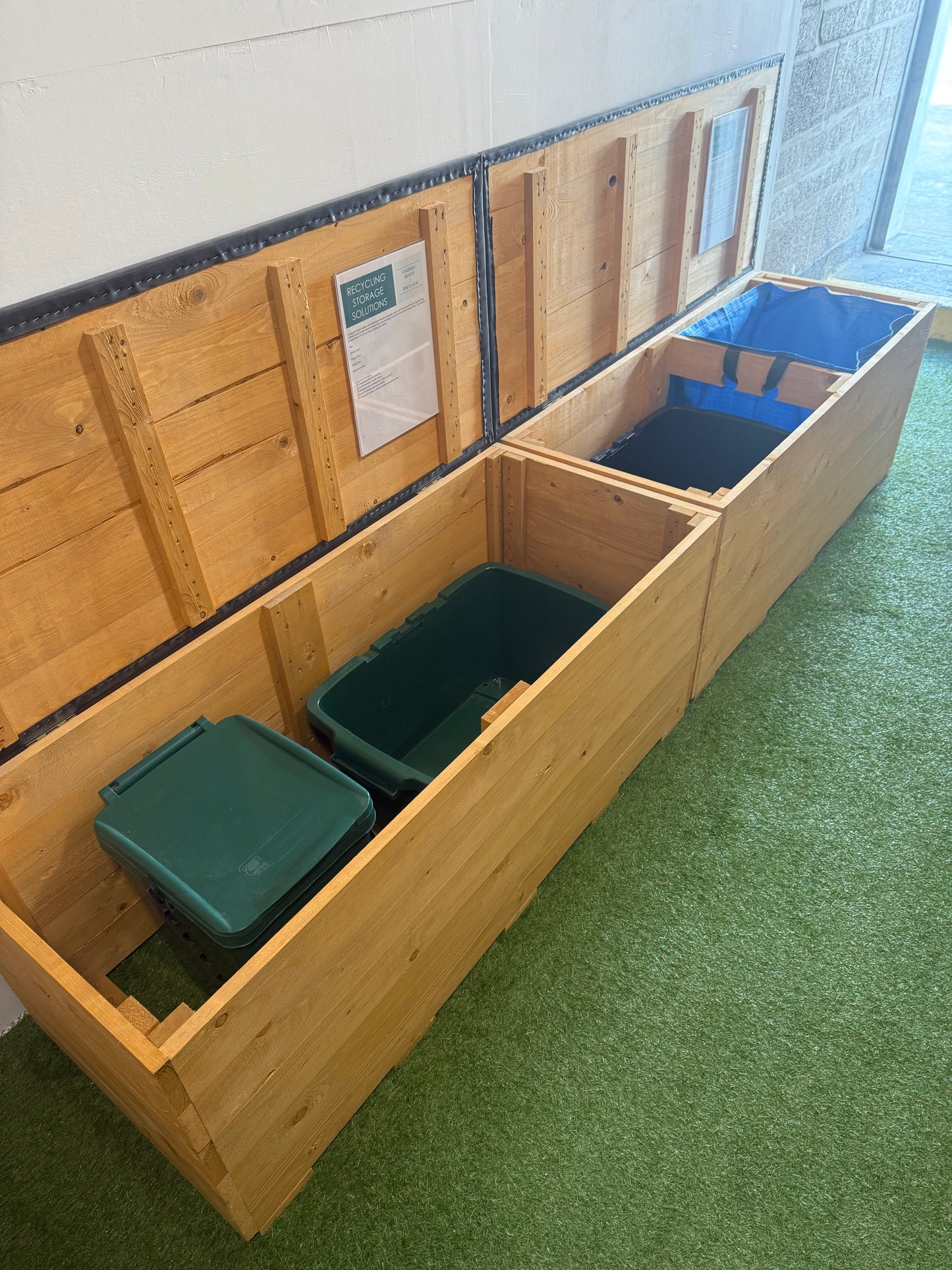 Bristol Outside Recycling Storage, Pair of Benches with EPDM lids