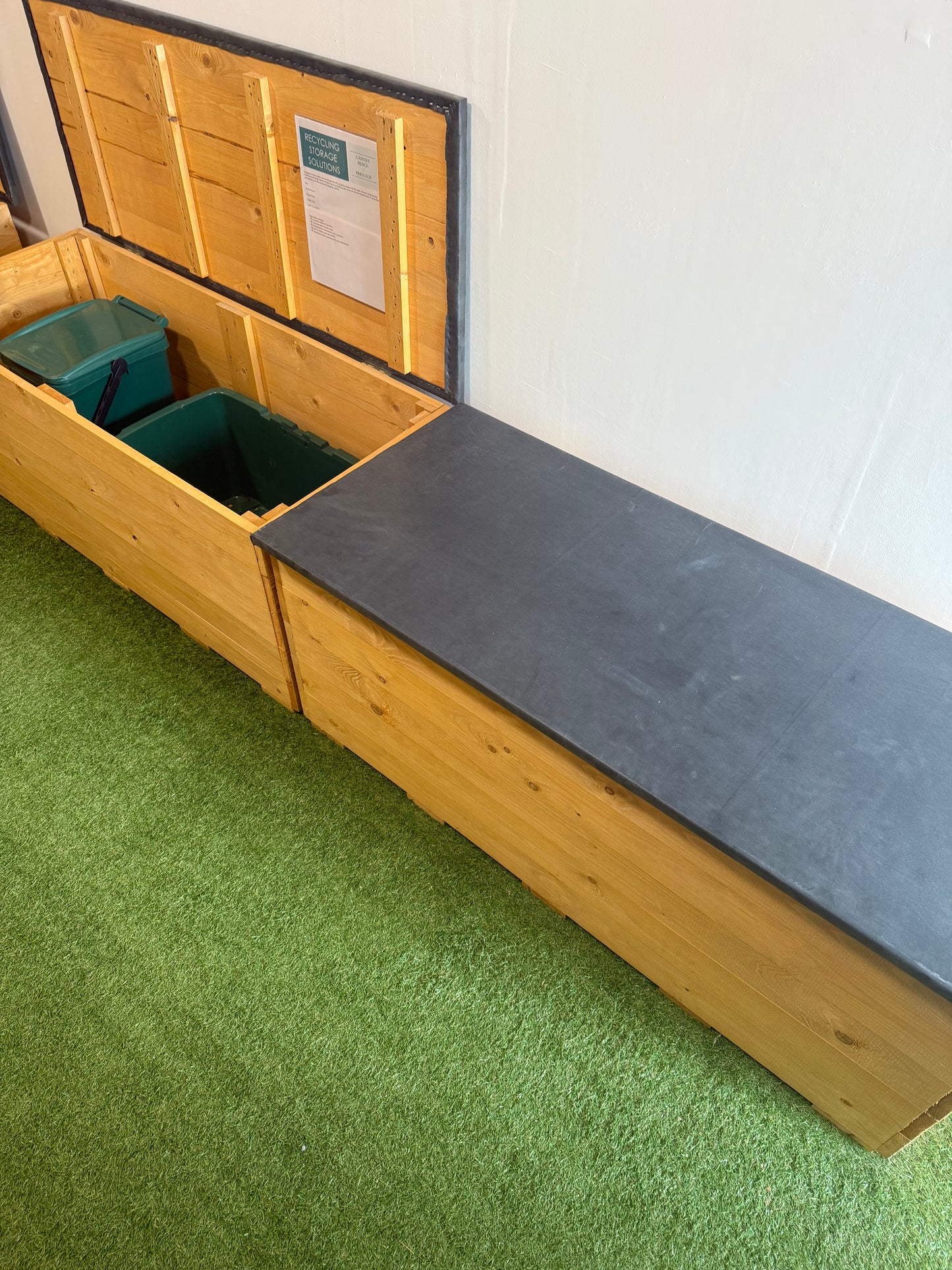Bristol Outside Recycling Storage, Pair of Benches with EPDM lids