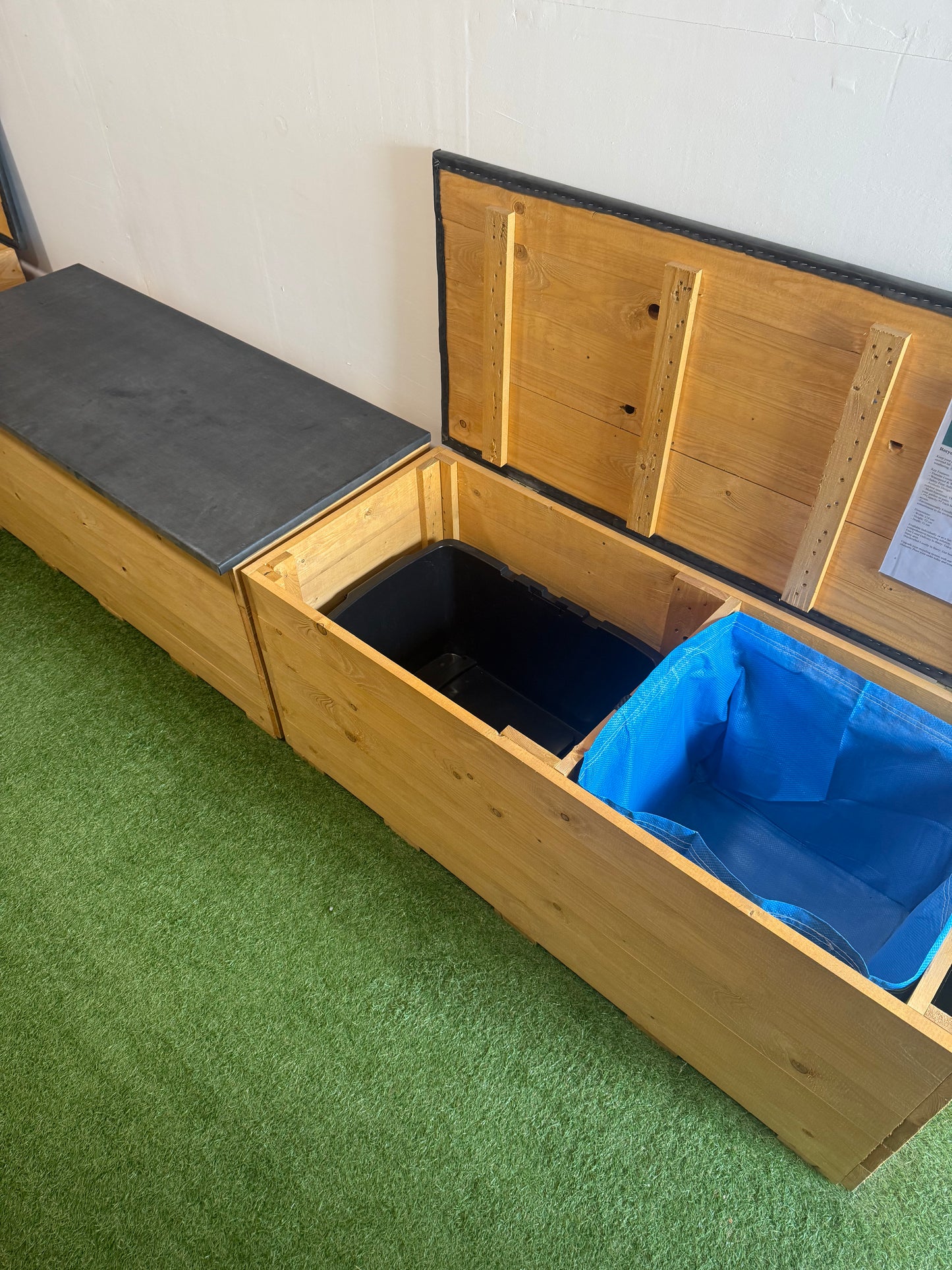 Bristol Outside Recycling Storage, Pair of Benches with EPDM lids
