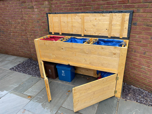 Extra Large unit holds 3 bags and boxed in base